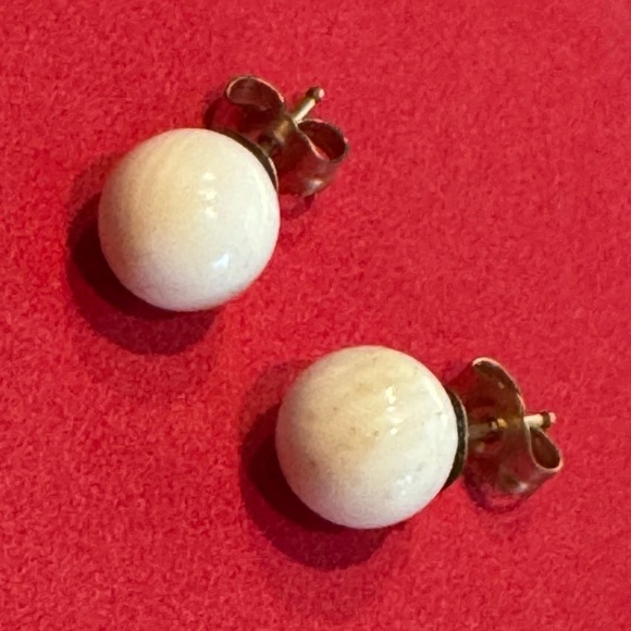 8mm Bone stud earrings w/ 14K gold filled posts & backs - Picture 2 of 2